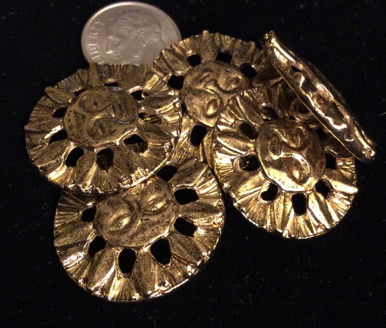 5 GOLD METAL SUN Buttons