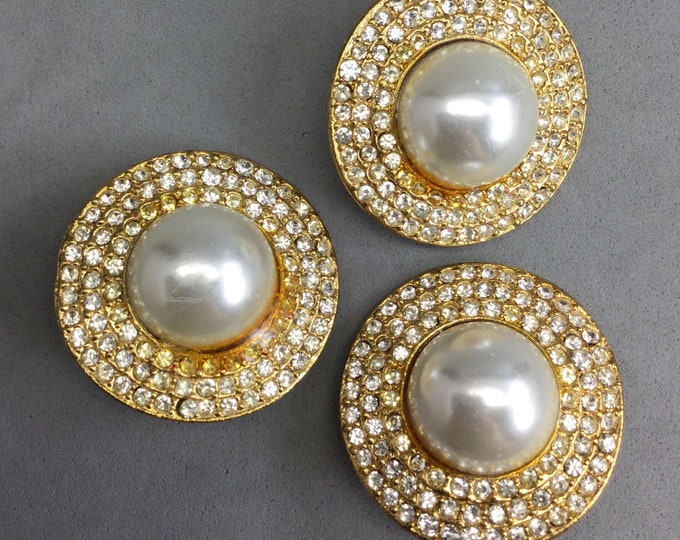 3 LARGE RHINESTONE & “PEARL” Buttons - Etsy
