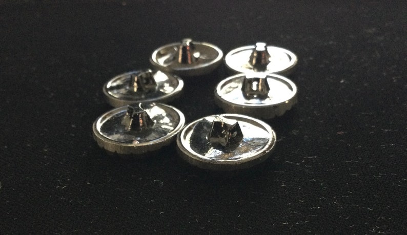 6 GLASS BUTTONS with SILVER Luster