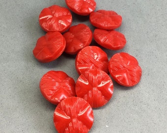 11 SMALL RED GLASS Buttons