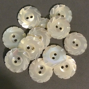 12 CARVED SHELL BUTTONS, Vintage