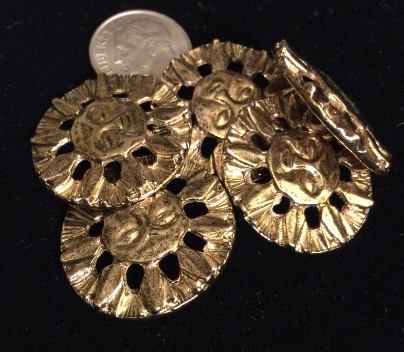 5 GOLD METAL SUN Buttons