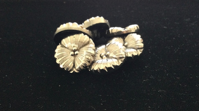 6 GLASS BUTTONS with SILVER Luster