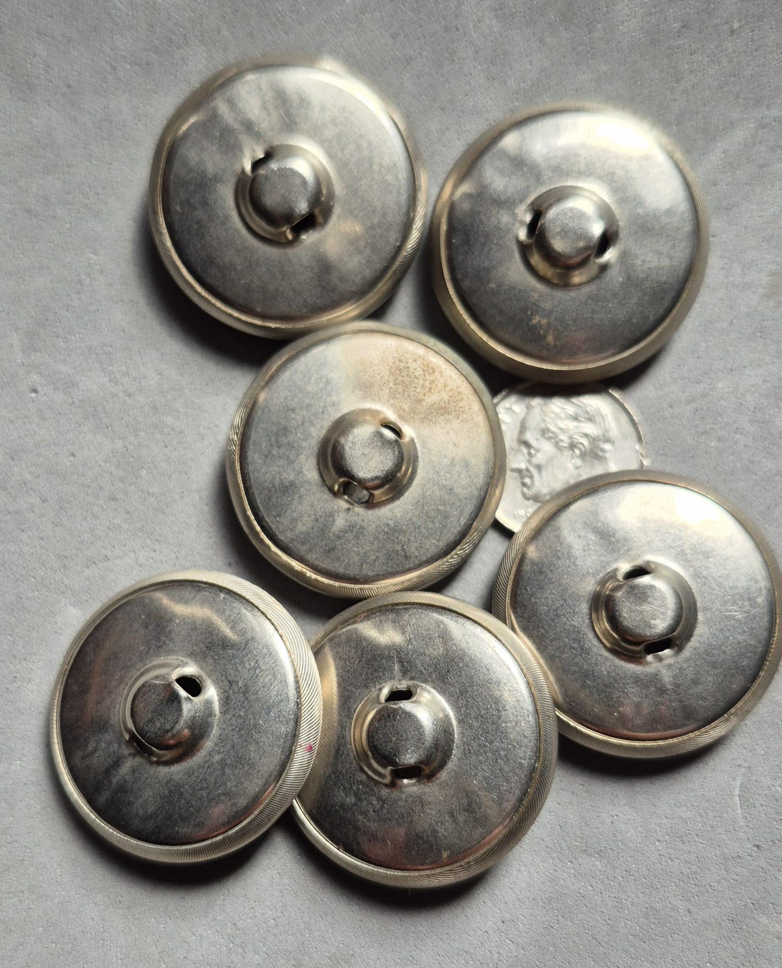 Silver Neck Button 6 MATTE SILVER BUTTONS, Vintage - Etsy