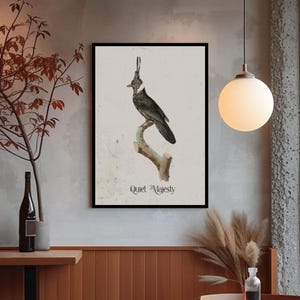 Quiet Majesty Vogel Kunstdruck, minimalistisches elegantes Tier Poster, Vogel Poster für Wohnzimmer, ruhige Natur Wanddekoration, digitaler Download