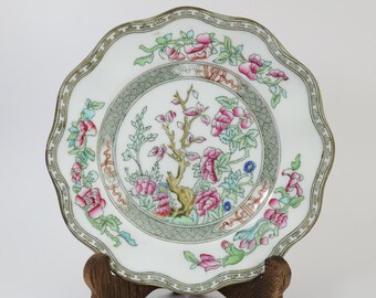 Vintage Coalport Indian Tree Plate, 1950s Chinoiserie Porcelain, Gold Trim