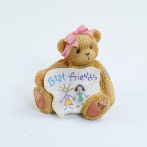 Vintage 2000 Cherished Teddies Best Friends Figurine, Priscilla Hillman Enesco Bear Collectible, Nursery Decor, Y2K Keepsake Gift, BFF Gift