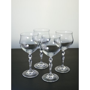 Ensemble de 4 verres à vin élégants en cristal clair, design vintage soufflé à la main, grands gobelets avec pieds ornés, salle à manger formelle, cadeau de fête des pères
