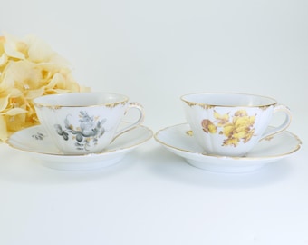 Vintage Nymphenburg Babaria Teacup and Saucer Set, Germany Porcelain, Floral Gold Trim, 1970s China, Collectible Tea Party Gift