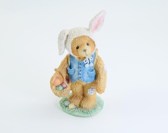 Vintage Cherished Teddies Peter Bear Bunny Easter Figurine 1994 Enesco Priscilla Hillman Collectible Decoration