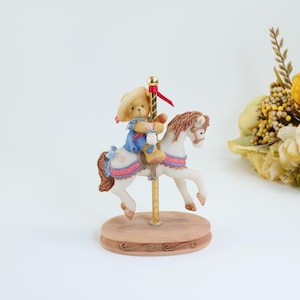 Cherished Teddies Gina Carousel Teddy Bear Figurine 1998 Vintage Hand-Painted Collectible Horse Nursery Decor Gift