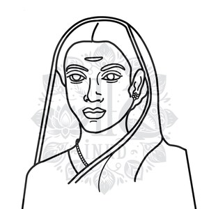 Savitribai Phule Coloring Page | Freedom Fighter Coloring Page | Indian Coloring Book | Desi Coloring Book Printable Art for Kids and Adults