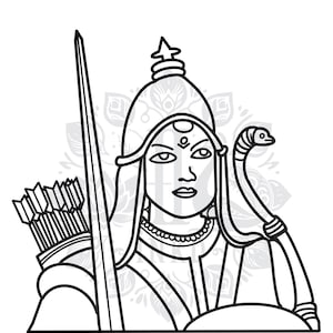 Rani Durgavati Coloring Page | Freedom Fighter Coloring Page | Indian Coloring Book | Desi Coloring Book | Printable Art for Kids and Adults