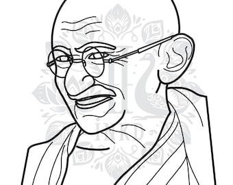 Gandhiji Malseite | Freiheitskämpfer Malvorlage | Indianer Malbuch | Desi Malbuch | Druckbare Kunst für Kinder und Erwachsene