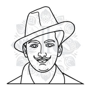 Bhagat Singh Coloring Page | Freedom Fighter Coloring Page | Indian Coloring Book | Desi Coloring Book | Printable Art for Kids and Adults