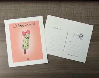 Diwali Postkarte | Erhellen Sie Ihren Diwali mit handgefertigten Postkarten | Lebendige Festival Grußkarten | Umweltfreundlich | Festliche Grußkarte
