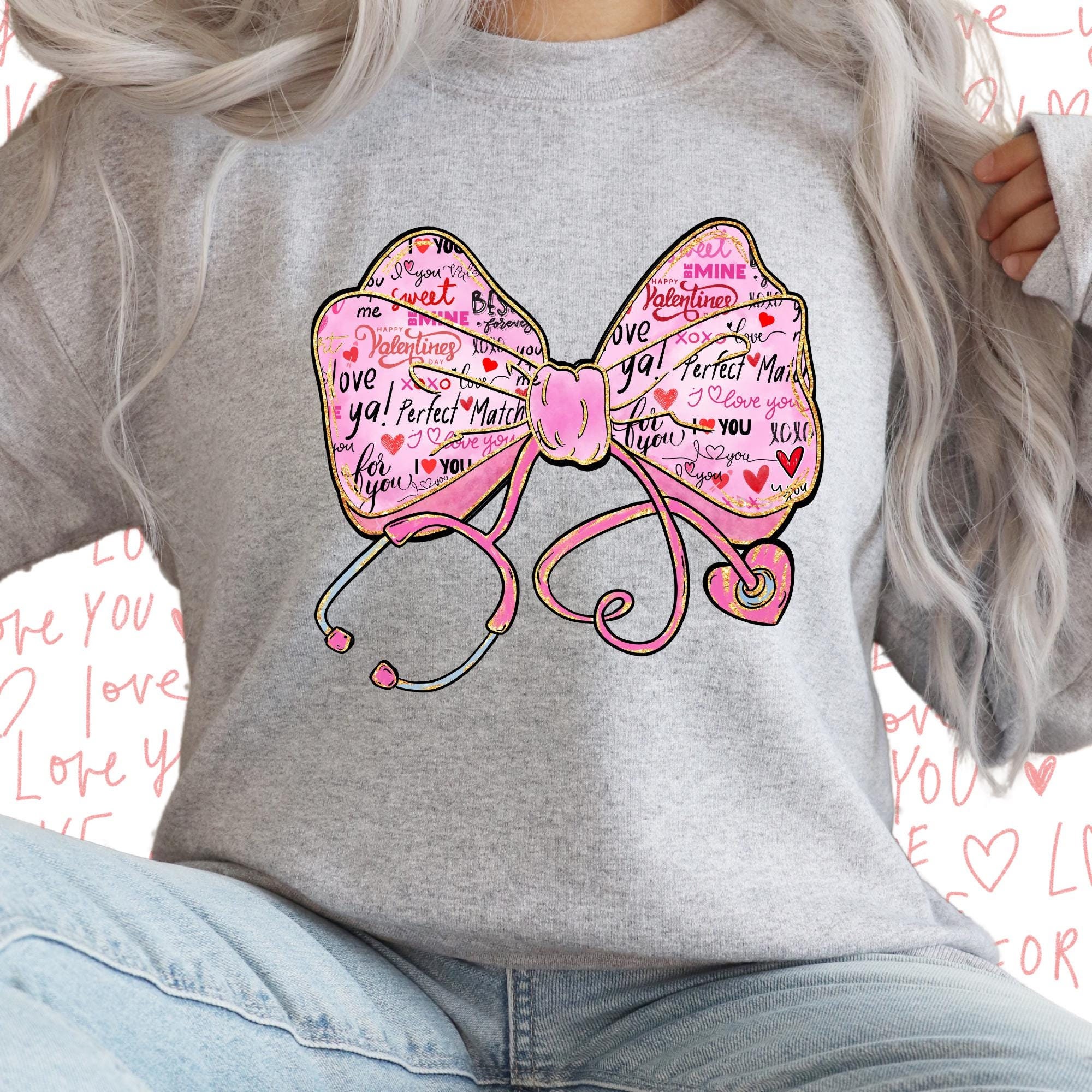 Nurse Valentine PNG | Coquette Stethoscope Bow | Sublimation Design ...