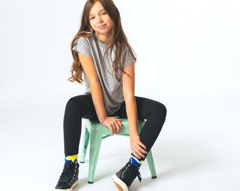 Black & Navy Tween Girls Leggings | Soft Dance Leggings | Everyday Active Wear | NadiaGirl