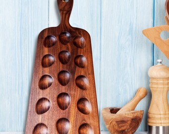 Handcrafted Walnut Deviled Egg Tray: Luxury Easter Kitchen Decor