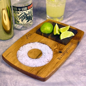 Personalized Tequila Salt Board: Engraved Margarita Bar Tray Gift