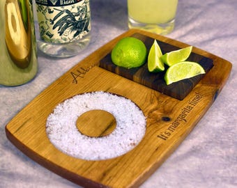 Personalized Tequila Salt Board: Engraved Margarita Bar Tray Gift
