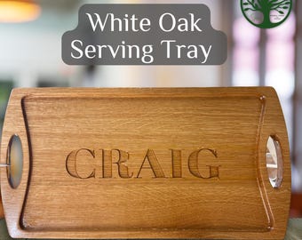 Personalized White Oak Serving Tray: Engraved Ottoman Tray