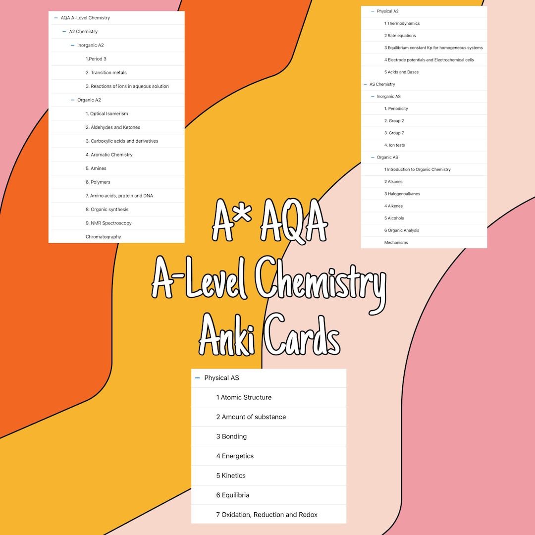 A* AQA A-level Chemistry Anki Flashcards Deck Cards - Etsy UK