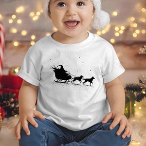 Santa Sleigh Kids Christmas Tee: Baby Toddler Holiday Shirt