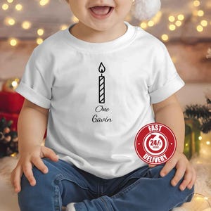 Personalized 1st Birthday Shirt for Boys, Custom Baby, First Birthday Outfit, Name and Candle, Toddler Birthday Shirt, One Birthday Shirt
