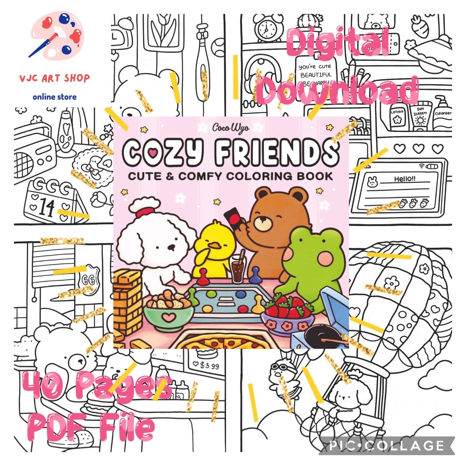 Cozy Friends Coloring Book - 40 Adorable Pages for Kids - Cute and ...