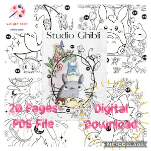 Studio Ghibli-Inspired Digital Coloring Book - Printable Pages for Kids & Adults - Instant Download - 20 pages
