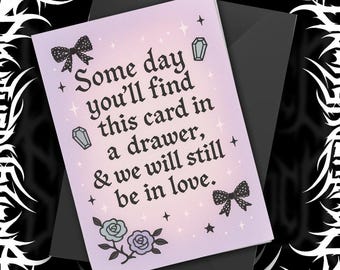 Pastel Gothic Love Card Romantic Anniversary Drawer Quote Cute Alternative Wedding Valentine Occult Romance Gift