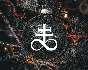 Leviathan Cross 4" Custom  Vinyl Glittered Glass Ornament Metalcore Metalhead Rocker Emo Christmas Tree Bulb
