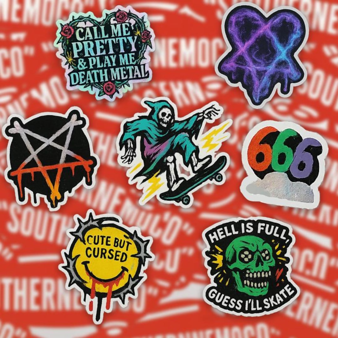 Cute but Cursed Sticker Pack Alt Goth Metalcore Stickers Hell is Full ...