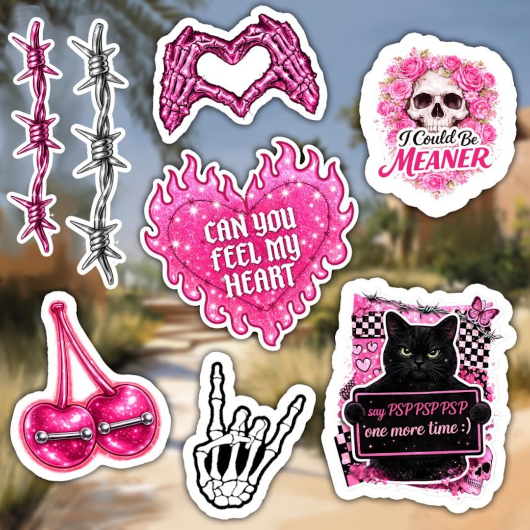Goth Sticker Pack Pink Goth Stickers Y2K Emo Stickers Cute Spooky ...