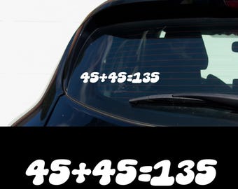 45+45=135 Gym Vinyl Sticker Funny Lifting Decal for Car Window Dumbbell Weight Plate Humor Fitness Girl Workout Motivation Gift