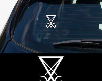 Sigil of Lucifer Car Decal Occult Vinyl Sticker, Satanic Symbol Window Decal, Gothic Car Accessory for Witchy Alt and Metalhead Vibes Goth