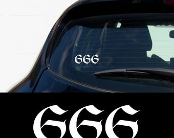 666 Gothic Car Decal Occult Aesthetic Vinyl Sticker Dark Alt Vibes Metalhead Car Accessory Satanic Symbol Witchy Goth Window Sticker