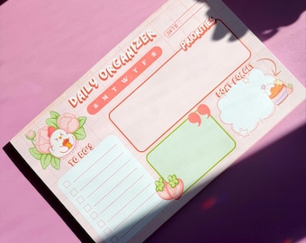 Kawaii Daily Desk Planner Notepad -  31 Tear-Off Pages - office and school supplies