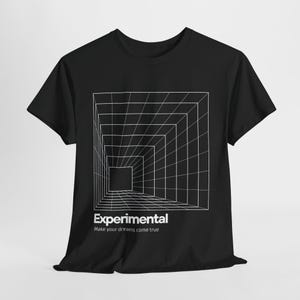 幾何学模様のTシャツ ユニセックス コットンシャツ、ミニマリスト 3D デザイン、実験的なパターン、モダンなカジュアルシャツ