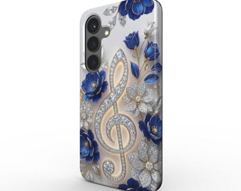 Music Note Mosaic Phone Case – Stained Glass Floral | Shock-Absorbing Dual-Layer Case for iPhone 16, 15, 14, 13, 12 & Samsung S24, S23, S22