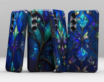 Blue Gold Mosaic Phone Case – Shockproof Dual Layer Case for iPhone 17 16 15 & Samsung Galaxy S25 S24, MagSafe Compatible