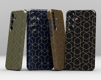 Minimalistyczne, geometryczne etui na telefon „Hexa Noir” – designerska dwuwarstwowa obudowa z pełną ochroną | Wytrzymałe, z MagSafe i magnetyczne
