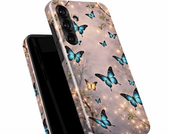 Butterfly Phone Case in Pastel Colors – Shockproof Dual-Layer Protective Case for iPhone & Samsung