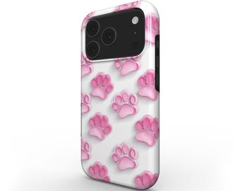 Pink Paw Phone Case – Cute Animal Motif with Paw Print Design, Lovely Phone Case as a Gift Idea
