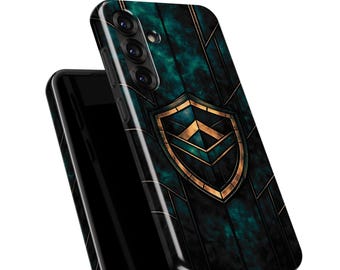 Mystic Stone Phone Case Dark Green with Golden Emblem | Shockproof Premium Protective Case for iPhone, Samsung, Google Pixel & Huawei