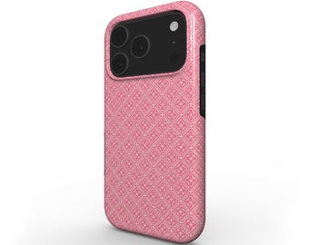 Pink phone case with modern pattern – geometric design & shockproof premium protection | Tough, MagSafe, magnetic case for iPhone, Samsung