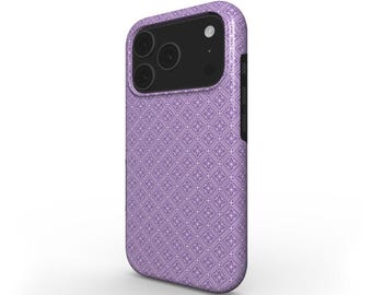 Fioletowe etui na telefon z geometrycznym wzorem – nowoczesny design i doskonała ochrona dla iPhone'a 17, 16, 15, 14, 13, 12, 11 / Samsunga S25, S24, S23, S22