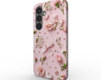Pink Floral Phone Case – Shockproof Dual-Layer MagSafe Case for iPhone, Samsung, Huawei, Google Pixel, Xiaomi & OnePlus