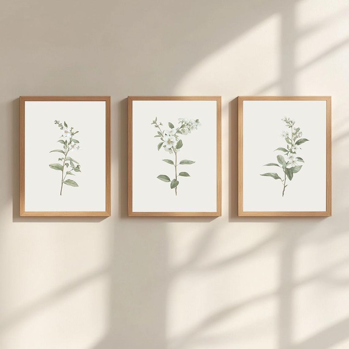 Set of 3 Botanical Wall Art Minimalist Wall Art Watercolor Painting ...